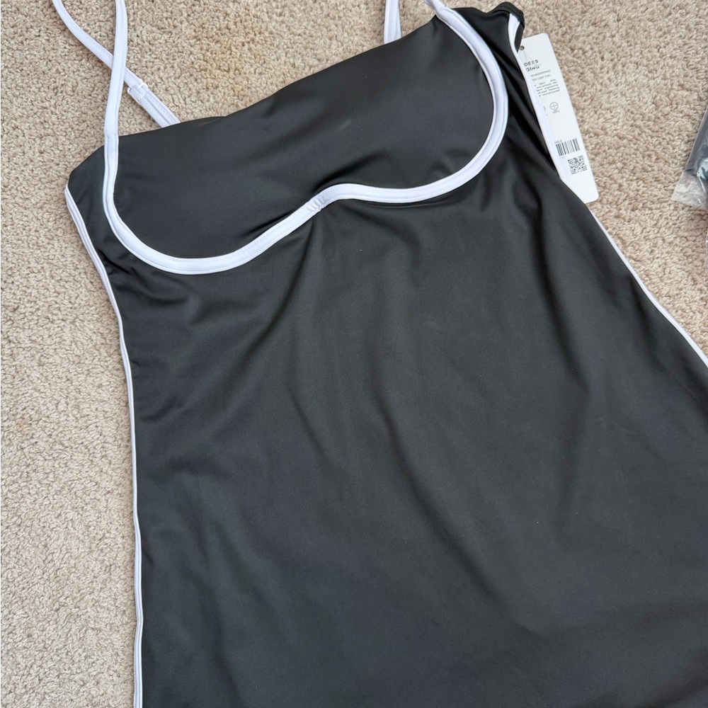 ALO Black Slip Dress with White Piping - Women's Intimates & Sleepwear